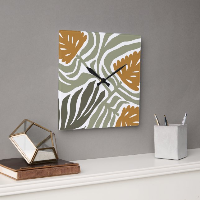Horloge Carrée Illustration florale (Bureau)