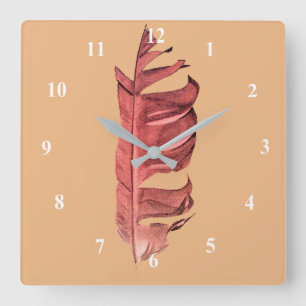 Horloge Carrée Illustration originale de dessin de plumes