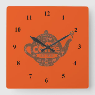 Horloge Carrée illustration vintage du pot de café