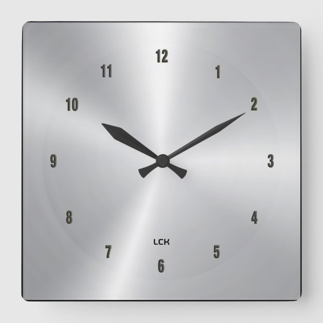 Horloge Carrée Image de fond en argent métallisé (Recto)