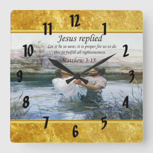 Horloge Carrée Image deux de baptême de Jésus-Christ