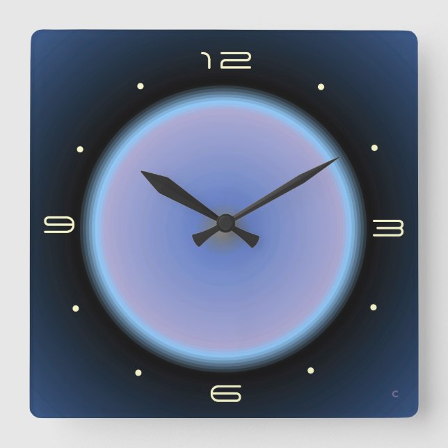 Horloge Carrée Image Lune Rose/Mauve/Bleu >Horloge Cuisine (Recto)