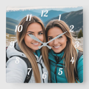 Horloge Carrée Image personnalisée des meilleurs amis