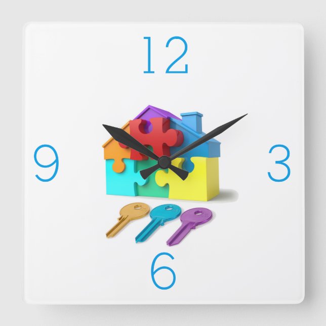 Horloge Carrée Immobilier, Realtor, agent immobilier, New Home (Recto)