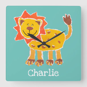 Horloge Carrée Impression personnalisée de collage de lions