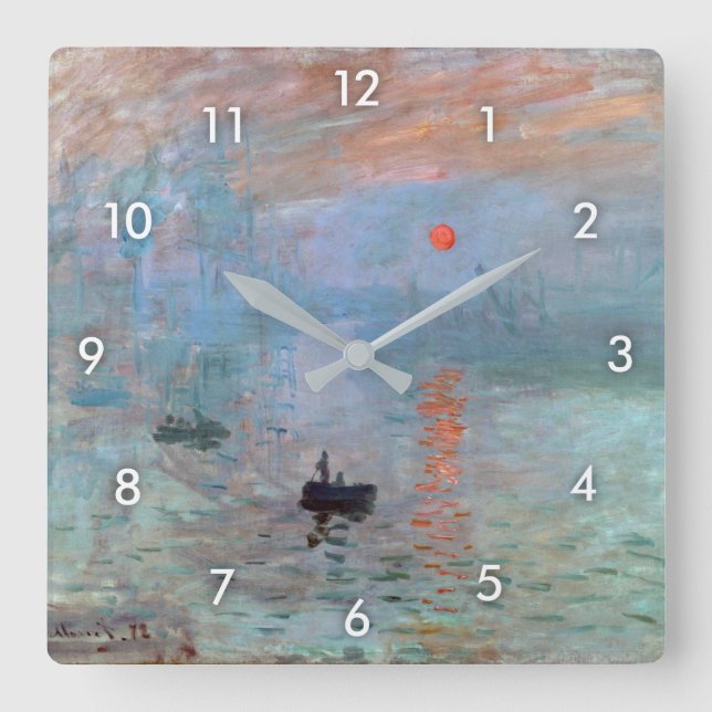 Horloge Carrée Impression, Sunrise, Claude Monet (Recto)