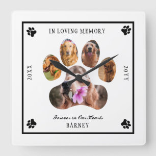Horloge Carrée In Love Memory Photo Pet Memorial - Blanc Noir