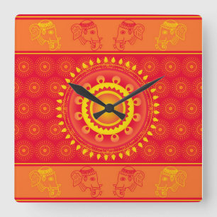 Horloge Carrée Indian pattern