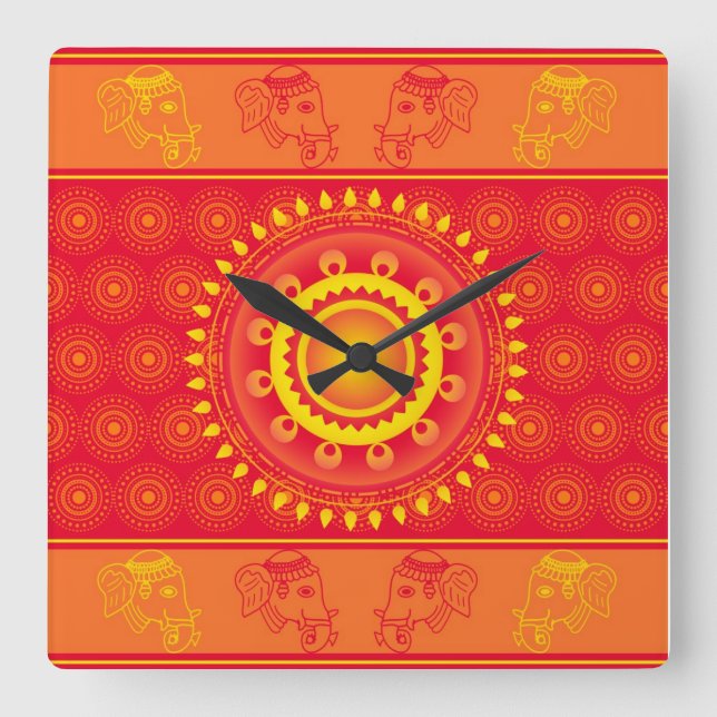 Horloge Carrée Indian pattern (Recto)