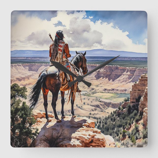 Horloge Carrée Indien américain (Recto)