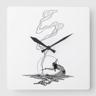 Horloge Carrée Indien dans sa solitude par NC Wyeth Western Vinta