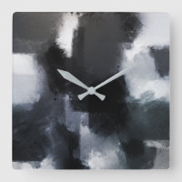 Indigo Grey Noir Moderne Abstrait Brushstrokes