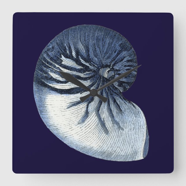 Horloge Carrée Indigo Shells VII (Recto)