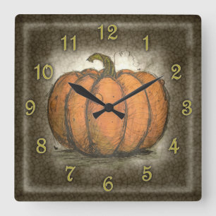 Horloge Carrée Inky Pumkin