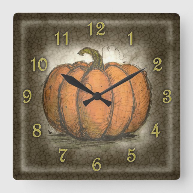 Horloge Carrée Inky Pumkin (Recto)