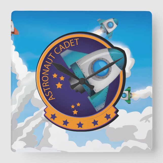 Horloge Carrée Insigne de cadet astronaute (Recto)