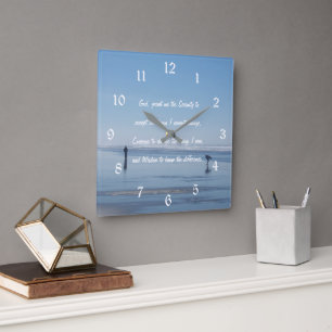 Horloge Carrée Inspiration Serenity Prayer Beach Walkers