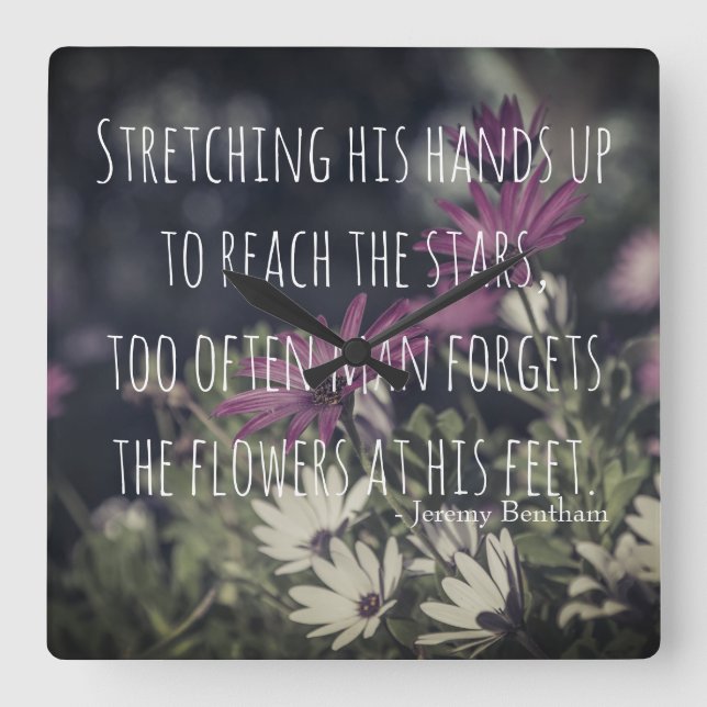 Horloge Carrée Inspiring Jeremy Bentham Quote (Recto)