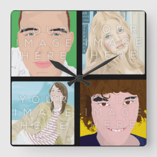 Horloge Carrée Instagram 4 Photo Personalized Square Wall Clock