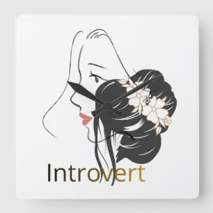 Horloge Carrée Introverti - Femme Élégante Art en Ligne Minimalis