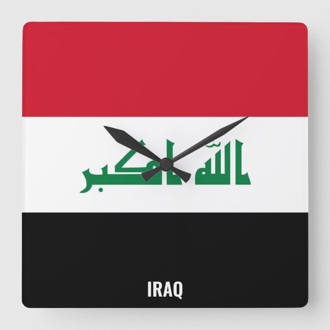Horloge Carrée Irak Drapeau éblouissant Carré patriotique (Recto)