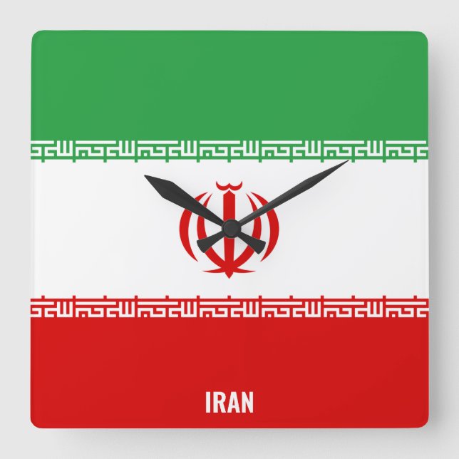 Horloge Carrée Iran Drapeau éblouissant patriotique (Recto)