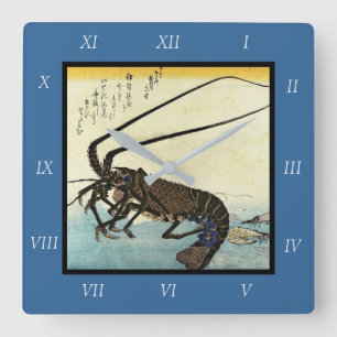 Horloge Carrée Iseebi & Ebi - Poisson des oiseaux (homard épineux