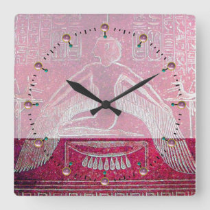 Horloge Carrée ISIS Antique Red Pink