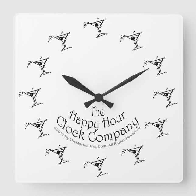 HORLOGE CARRÉE IT'S ALWAYS MARTINI TIME SOMEWHERE WALL CLOCK (Recto)