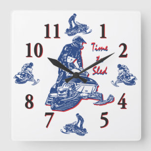 Horloge Carrée Its Time to Sled