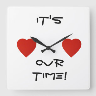 Horloge Carrée It's Your Time Red Heart Chic Wall Clock !