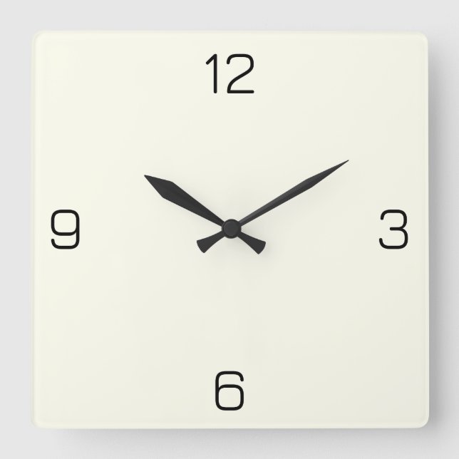 Horloge Carrée Ivory White FFFF0 - Option pour ajouter un nom (Recto)