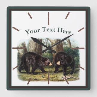 Horloge Carrée J.W. Audubon - Ursus Americanus (Ours Noir)