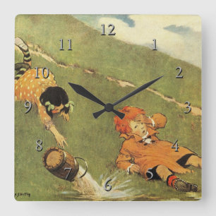 Horloge Carrée Jack & Jill Fell Down The Hill Nursery Rhyme