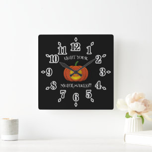 Horloge Carrée Jack-o'-Lanterne - Allumez vos cauchemars