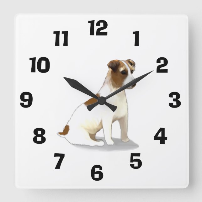 Horloge Carrée Jack Russell Terrier Dog Sitting (Recto)