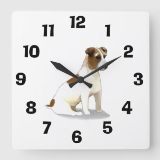 Horloge Carrée Jack Russell Terrier Dog Sitting