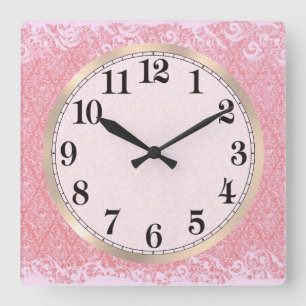 Horloge Carrée Jacquard rose Paisley