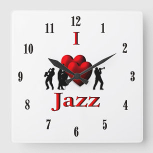 Horloge Carrée J'adore la musique jazz