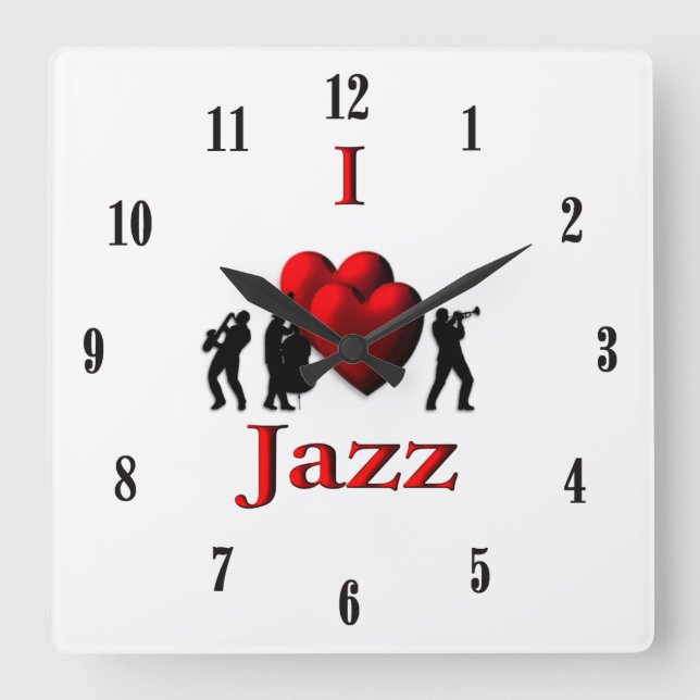 Horloge Carrée J'adore la musique jazz (Recto)