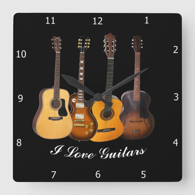 HORLOGE CARRÉE J'AIME DES GUITARES (Recto)