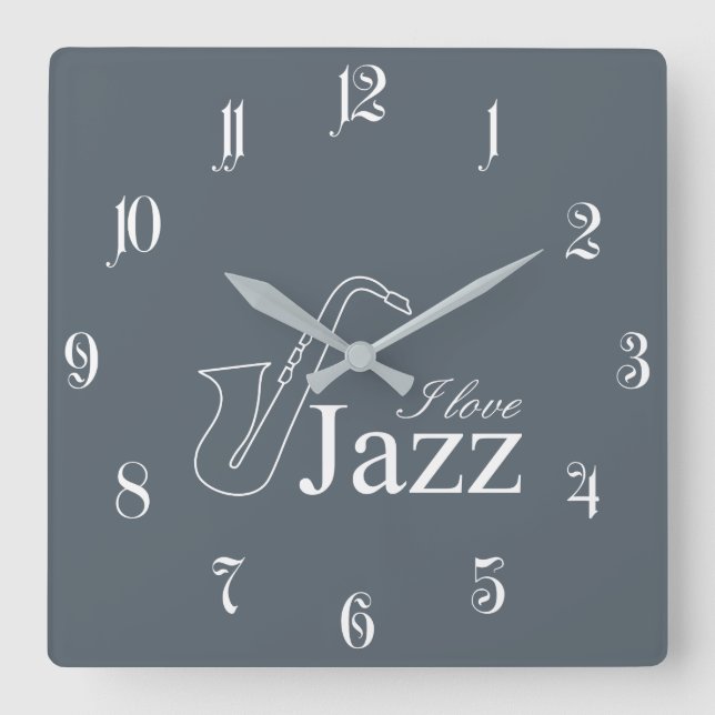 Horloge Carrée J'aime le jazz (Recto)