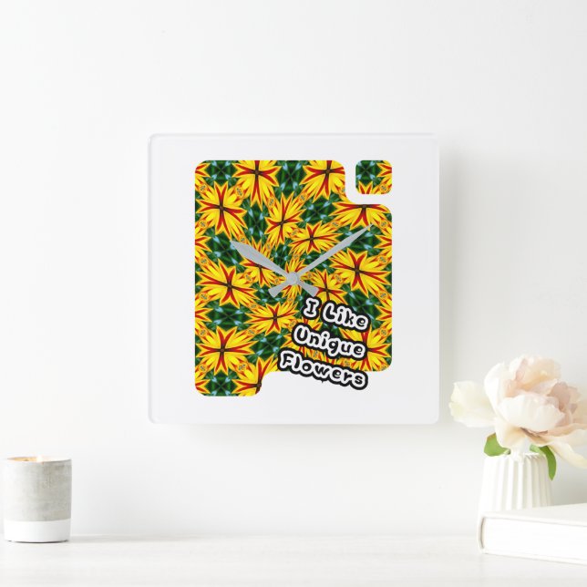 Horloge Carrée J'Aime Les Fleurs Uniques (Maison)