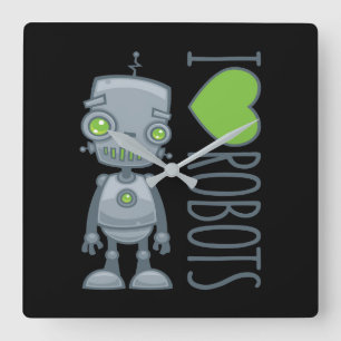 Horloge Carrée J'aime les robots