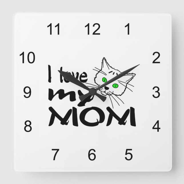 Horloge Carrée J'aime ma maman (Recto)