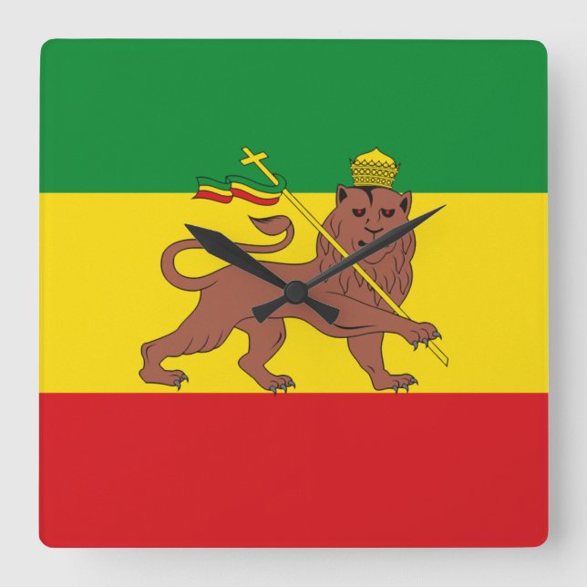 Horloge Carrée Jamaica Rasta Flag - hAILE sELASSIE I - Rasta Love (Recto)