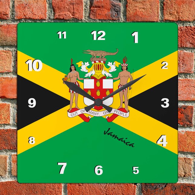 Horloge Carrée Jamaïque Horloge, patriotique, drapeau jamaïcain (Créateur téléchargé)