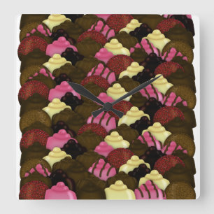 Horloge Carrée Jamais trop de chocolat - Bonbons de la Saint-Vale