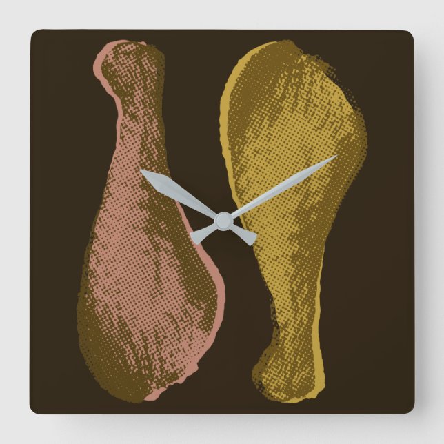 Horloge Carrée Jambes de poulet frit (Recto)
