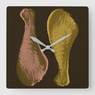 Horloge Carrée Jambes de poulet frites